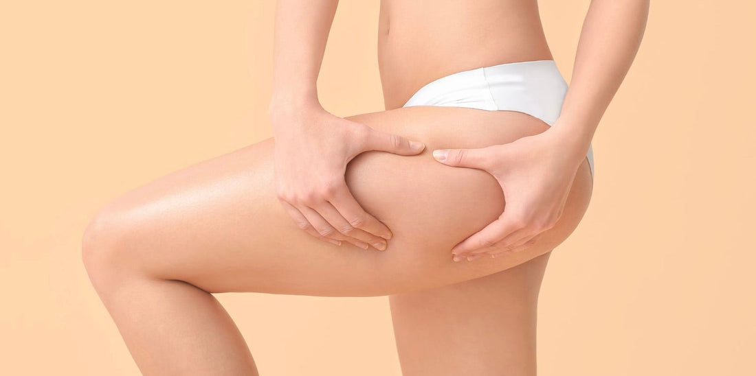 Women squeezing thigh body positivity image