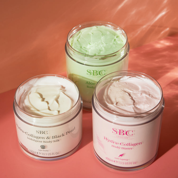 Aloe Vera and Hydra-Collagen Body Butter and Hydra-Collagen & Black Pearl Body Silk