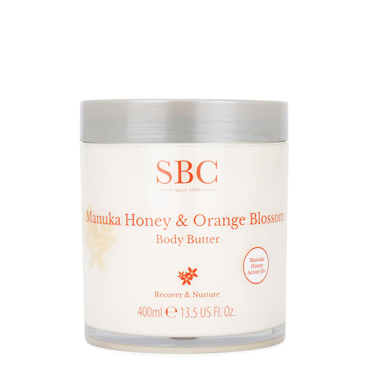 Manuka Honey & Orange Blossom Body Butter 400ml on a white background